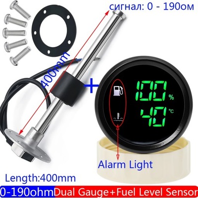 0-190 Ohm Fuel Level Gauge Water Temperature Meter with Alarm Digita~83330 