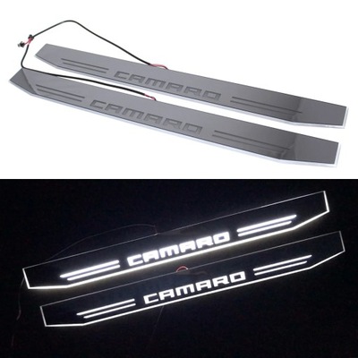 2 PIEZAS CHEVROLET CAMARO DINÁMICO NIEBIESKIE/CZERWONE/BIALE/ZIELONE LUZ DIODO LUMINOSO LED AL PEDAL DE PUERTA COCHE  