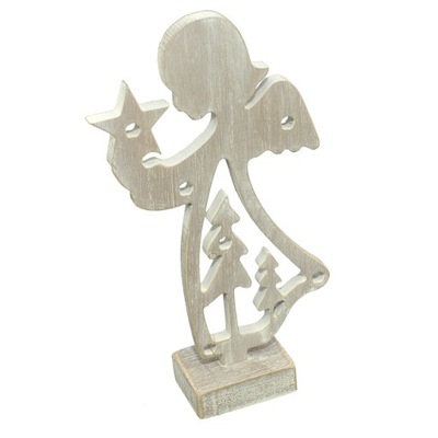 Drewniana świąteczna figurka anioła 20 cm ozdoba stroików na prezent