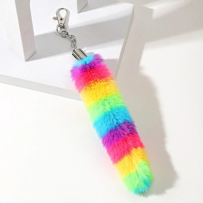 Colorful Fluffy Plush Tail Keychain Women Phone Handbag Pendant Ornament 