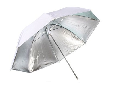 Parasolka odbijająca srebrno-biała 84cm