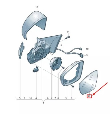 Vw t-roc a1 передня частина left door mirror glass rhd 2gb857521d фото №1
