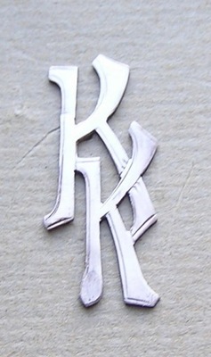 Stary srebrny monogram na papierośnicę inicjały KK srebro Ag