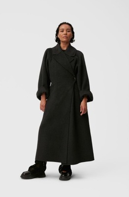 GANNI płaszcz 38 M WRAP WOOL MAXI COAT