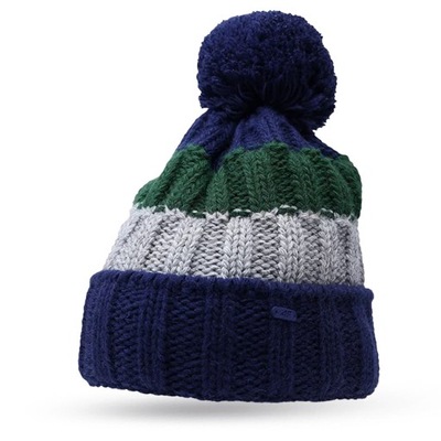 CZAPKA ZIMOWA DZIECIĘCA 4F CHŁOPIĘCA BEANIE Z POMPONEM CIEPŁA AW23M277