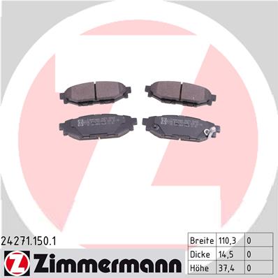 ZIMMERMANN SUBARU IMPREZA IV GJ GP ZAPATAS PARTE TRASERA 24271.150.1  