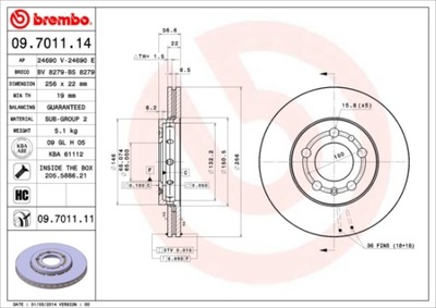 ДИСКИ ТОРМОЗНЫЕ ТОРМОЗНЫЕ ПЕРЕД BREMBO 09.7011.11 09701111