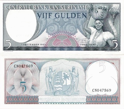 Surinam 1963 - 5 Gulden - Pick 120 UNC