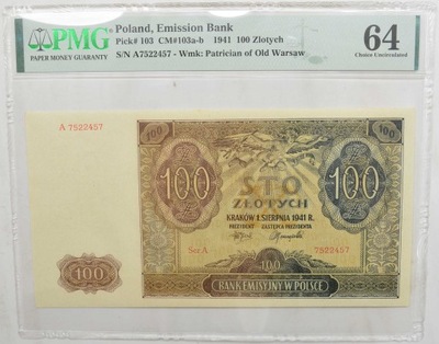 4.hh.GG, 100 Złotych 1941 A, M.103.a, PMG 64