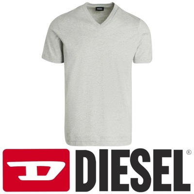 Diesel T-shirt Męski Szary gładki r. M