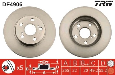 ДИСК ТОРМОЗНОЙ TOYOTA ПЕРЕД PRIUS 03-09 DF4906