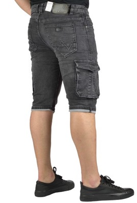Spodenki męskie Krótkie jeansowe Bojówki Szare W32