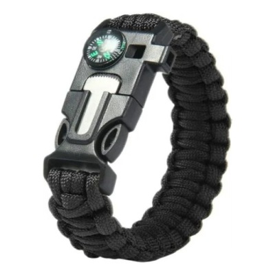 BRANSOLETKA SURVIVALOWA 5W1 PARACORD KOMPAS KRZESIWO