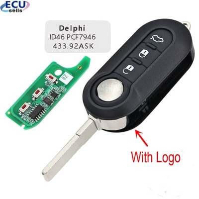 3B REMOTE KEY PARA FIAT 500 DOBLO QUBO GRANDE PUNTO 2006-2013 DELPHI ~26772  