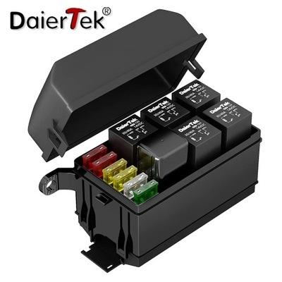 DAIERTEK 12V RELAY BOOT 6 SLOTS RELAY BLOCK 6 WAY ATC/ATO FUSE RELAY ~0291  