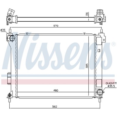 D7424F NISSENS РАДИАТОР ДВИГАТЕЛЯ ПОДХОДИТ DO: HYUNDAI I20 I 1.4D/1.6D 08.08-1