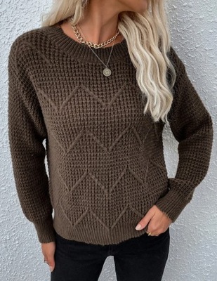 SHEIN SWETER DAMSKI BRĄZOWY NA CO DZIEŃ 40/42 VUF