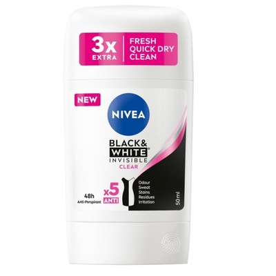 NIVEA Black&White Invisible Clear sztyft