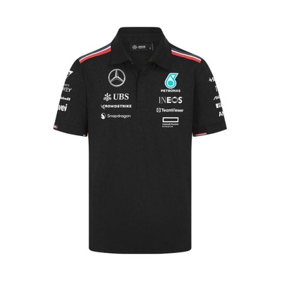 Koszulka polo męska Team Black Mercedes AMG F1 2024 (L)