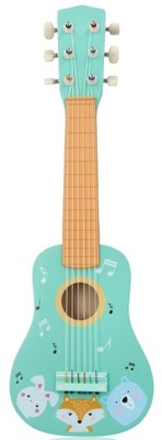 Drewniana Gitara dla dzieci instrument 6 strun 3+