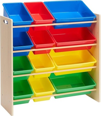 Amazon Basics Kids Toy Storage Organizer z 12 plastikowymi pojemnikami, nat