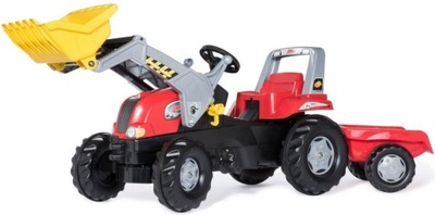 Traktor dla dzieci Junior czerwony Zestaw Przyczepa łyżka Rolly Toys