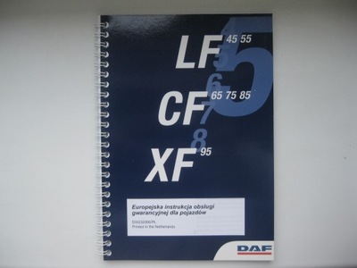 DAF XF95 LIBRO DE MANTENIMIENTO PRZEGLADOW DAF CF65 CF75 CF85 DAF LF45 LF55 PL  