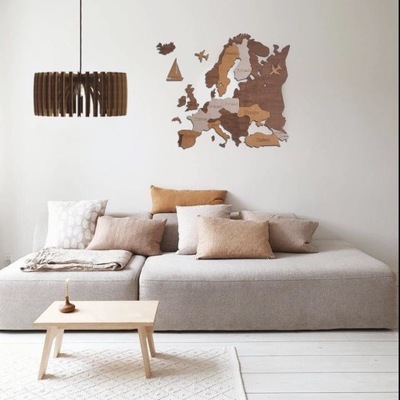 Drewniana mapa Europy 3D