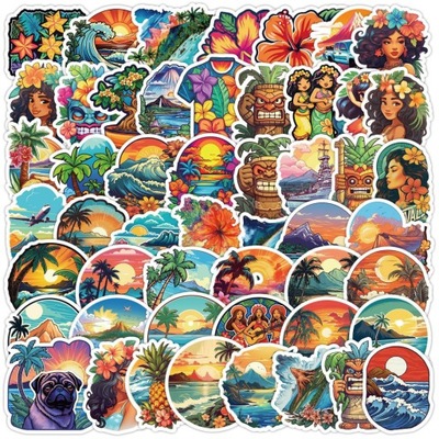 КОМПЛЕКТ NAKLEJEK WLEPKI STICKERBOMB ALOHA HAWAII ISLAND SURF HAWAJE N424