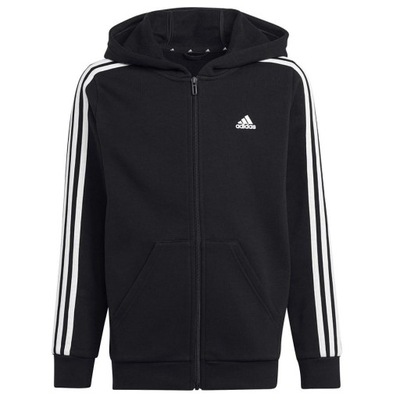 Bluza adidas 3 Stripes FL Full-Zip Hoody Jr HR6331 - CZARNY, 152 CM