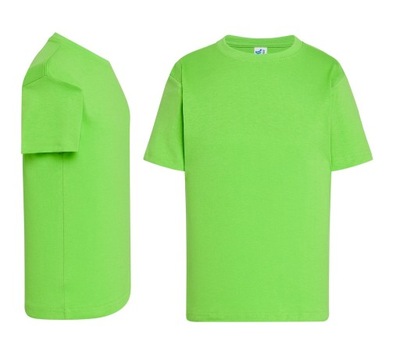 T-SHIRT DZIECIĘCY koszulka bawełniana JHK TSRK-150 limonkowa 7-8 LM 134