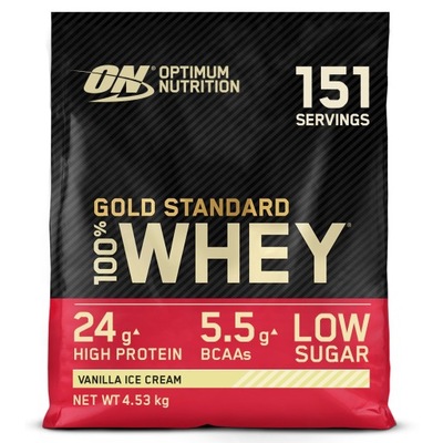 OPTIMUM NUTRITION WHEY GOLD STANDARD 4,53KG WANILIA BIAŁKO PROTEIN MIĘŚNIE