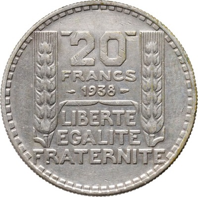 Francja, 20 franków 1938, st. 3+