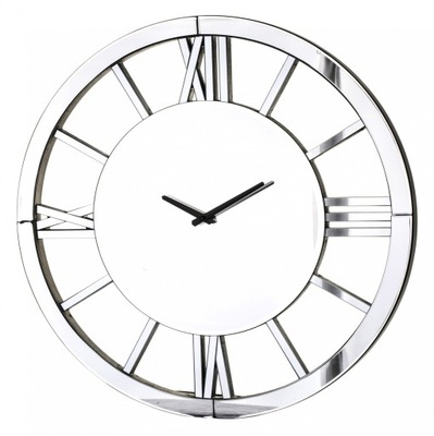 Zegar ścienny duży lustrzany srebrny glamour