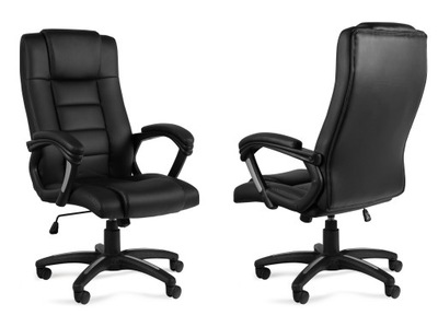 Krzesło Skórzane ARAN Czarne Biurkowe Ekoskóra Obrotowe Design Klasyczne