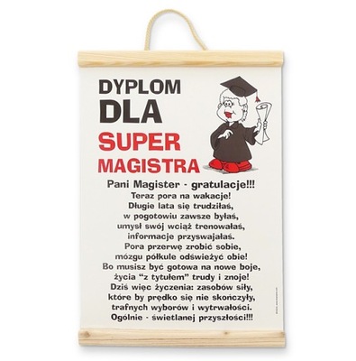 Dyplom z okazji obrony pracy magisterskiej