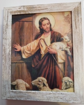 Obraz Jezus z owieczkami 30x25