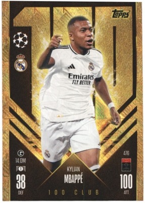 TOPPS MATCH ATTAX 2024-2025 100 CLUB 476 KYLIAN MBAPPE REAL MADRYT