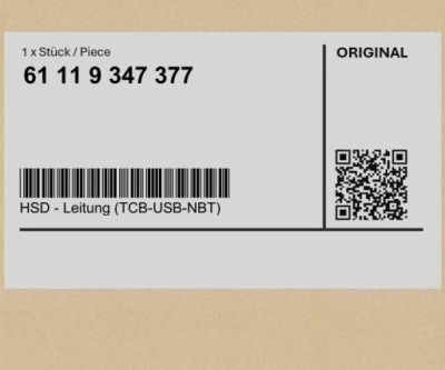 Шланг hsd tcb-usb-nbt bmw 3 f34 4 f32 f33 f36 фото №1