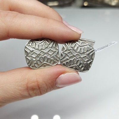 Srebrne, tłoczone spinki do mankietów srebro pr. 3, wytłoczony ornament