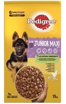 PEDIGREE Junior Maxi z kurczakiem i ryżem - sucha karma szczeniąt 15 kg