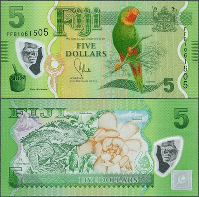 Fidżi - 5 dolarów 2013 * P115 * papuga * polimer