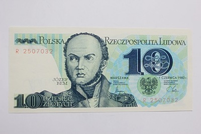 Banknot 10 zł -seria R z 1982 roku, UNC