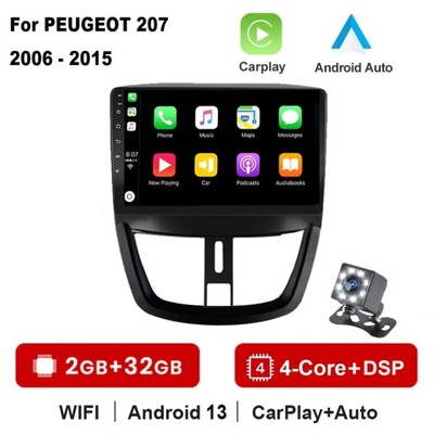 RADIO DE AUTOMÓVIL CON NAVEGACIÓN GPS PARA PEUGEOT 207 207CC 2006-2015 ANDROID CARPLAY  