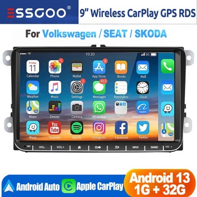 ANDROID 13 RADIO DE AUTOMÓVIL 32G CARPLAY GPS PARA VW T5 EOS BORA PASSAT POLO  