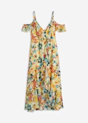 ajd SUKIENKA SZYFONOWA MIDI KWIATY 46