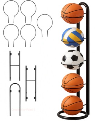 STOJAK PIONOWY NA 5 PIŁEK ORGANIZER METALOWY PÓŁKA PRZECHOWYWANIE REGAŁ