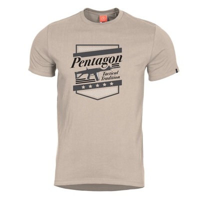 Koszulka męska bawełniana sportowa T-Shirt Pentagon ACR Khaki Beżowa 4XL