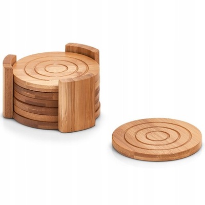 ZESTAW BAMBUSOWYCH OKRĄGŁYCH PODKŁADEK 7 CZĘŚCI