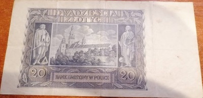 Dwadzieścia 20 Złotych 1940 Bank Emisyjny w Polsce